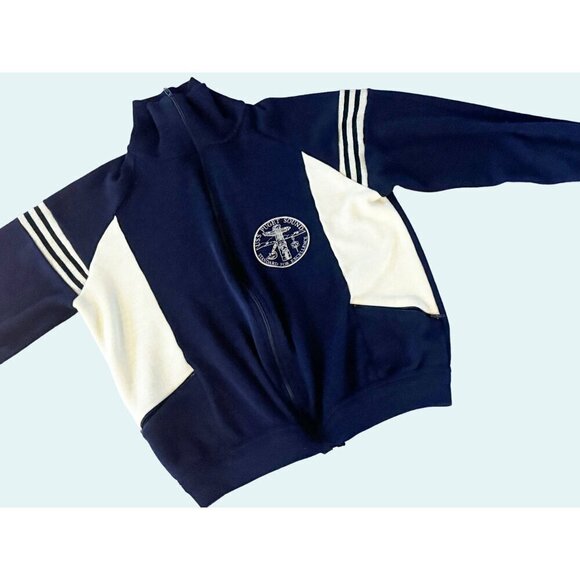 Vintage Navy USS Puget Sound Zip Up Sweatshirt Blue Cream Size Small EUC - Picture 1 of 8